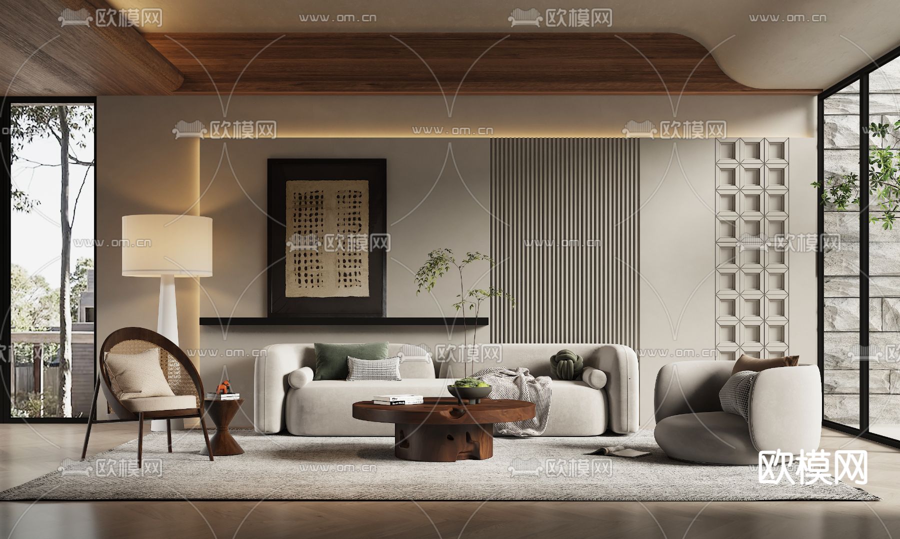 侘寂风沙发组合3d模型下载