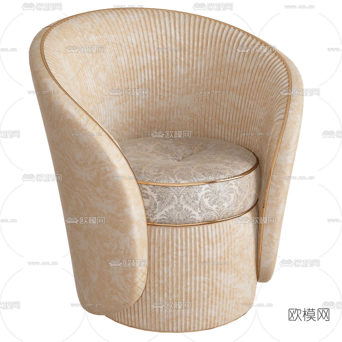 简欧单人沙发3d模型下载