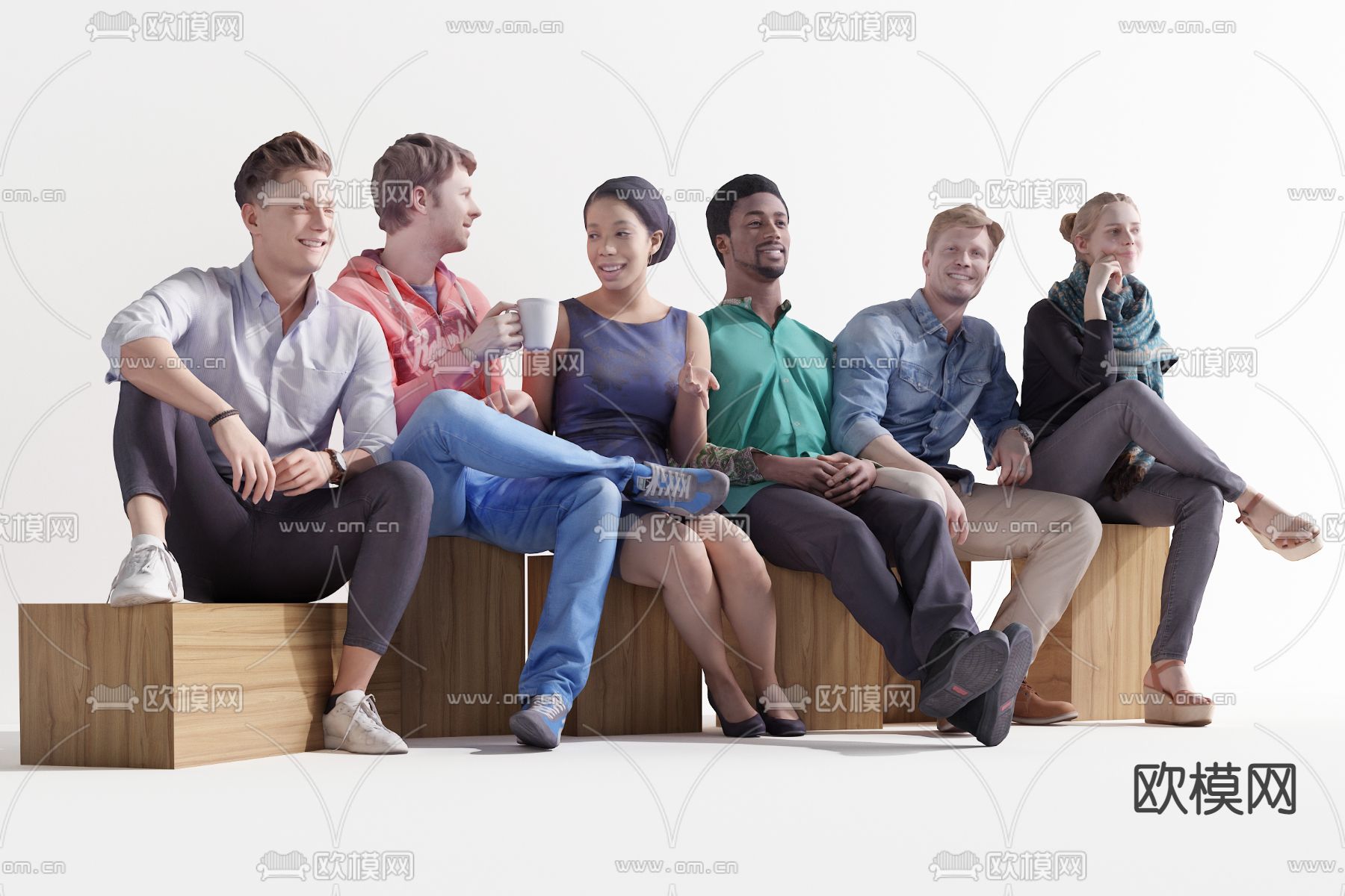 现代商务人员3d模型下载