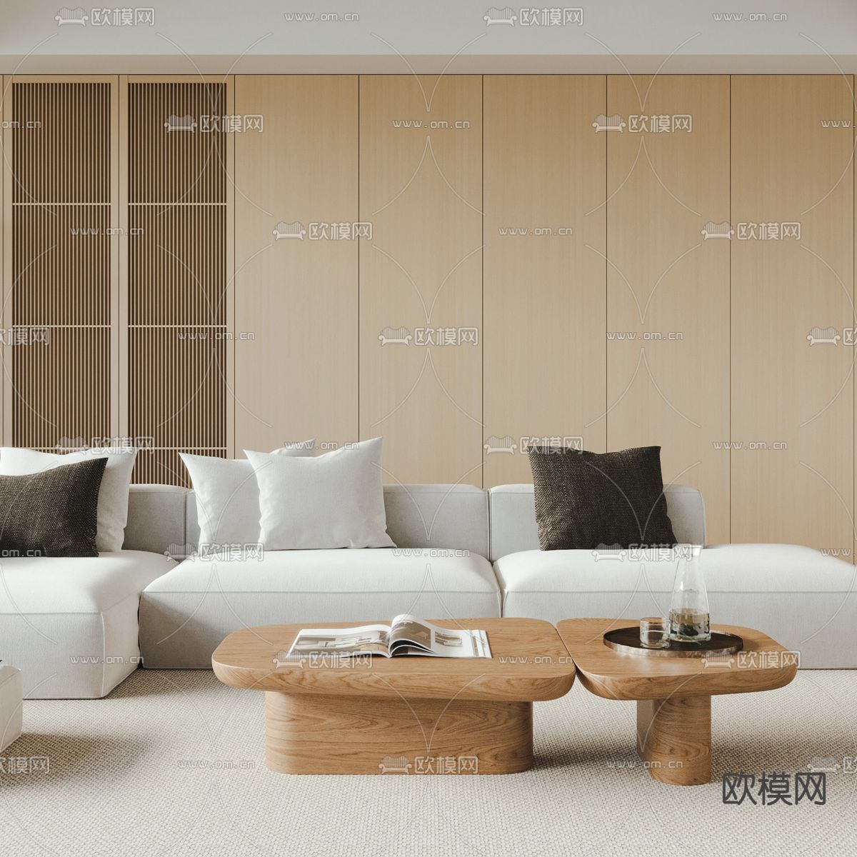 日式客厅3d模型下载（渲染图3）