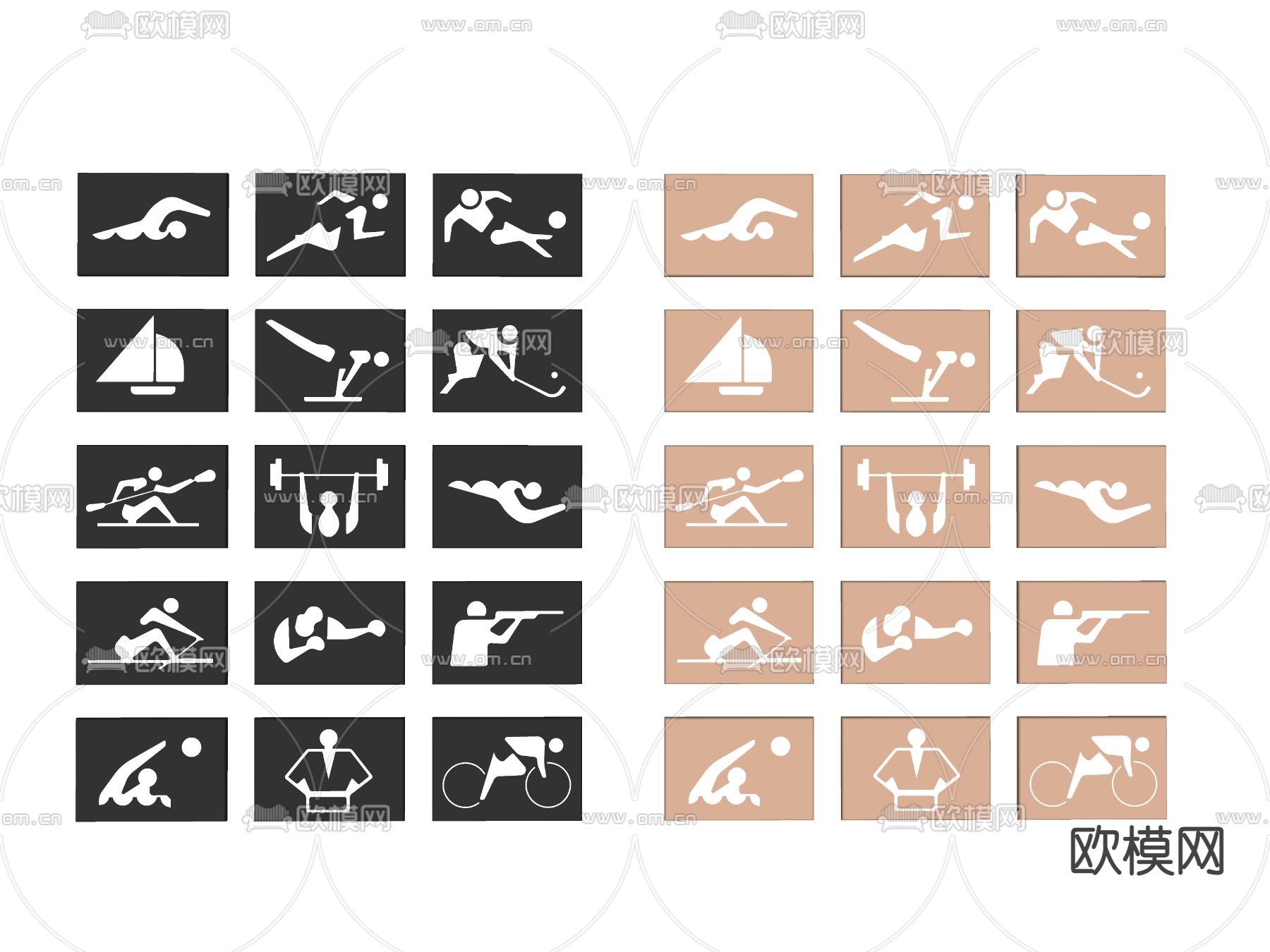 现代体育运动标识标牌su模型下载（渲染图2）