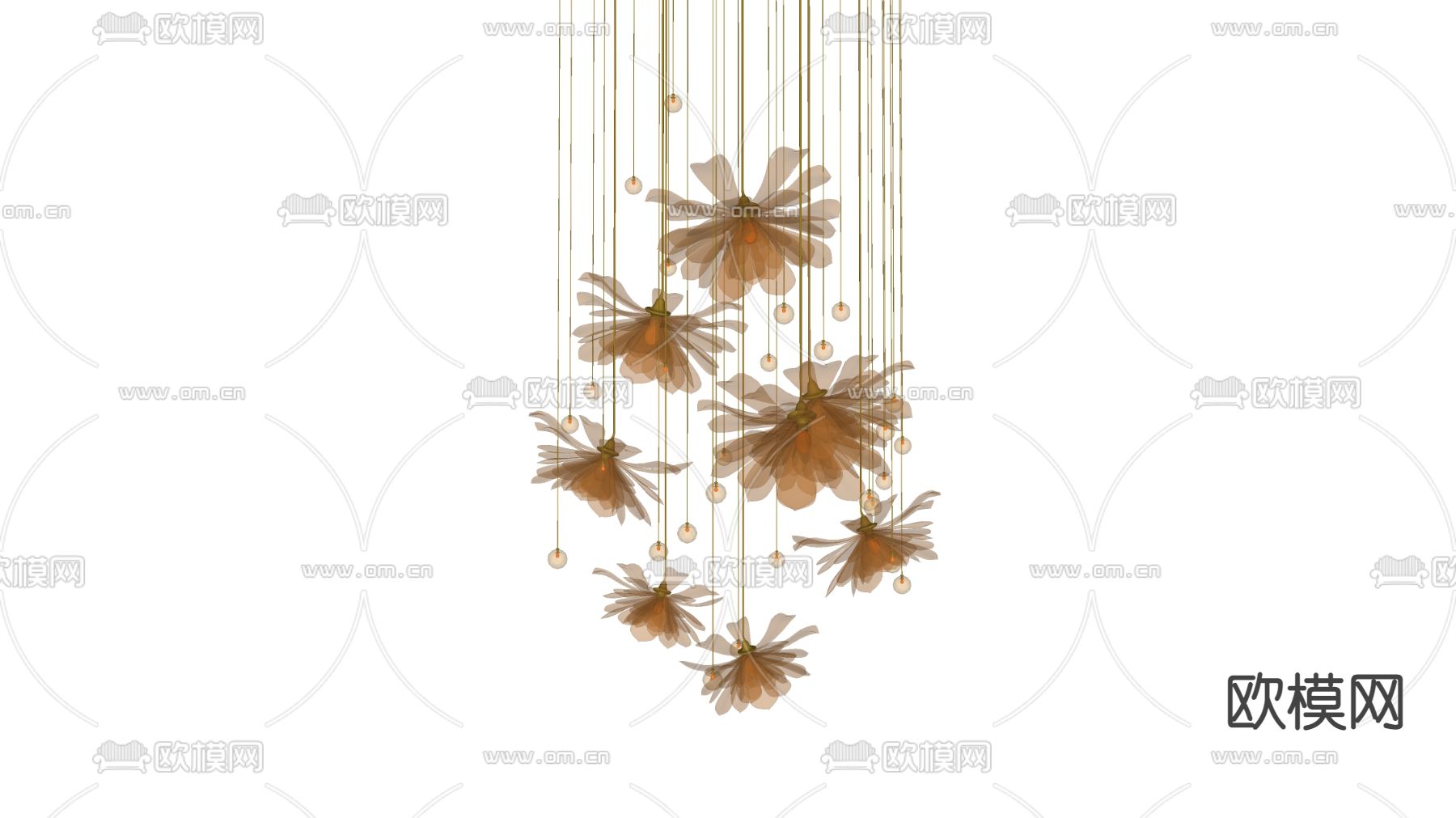 现代吊灯su模型下载（渲染图2）
