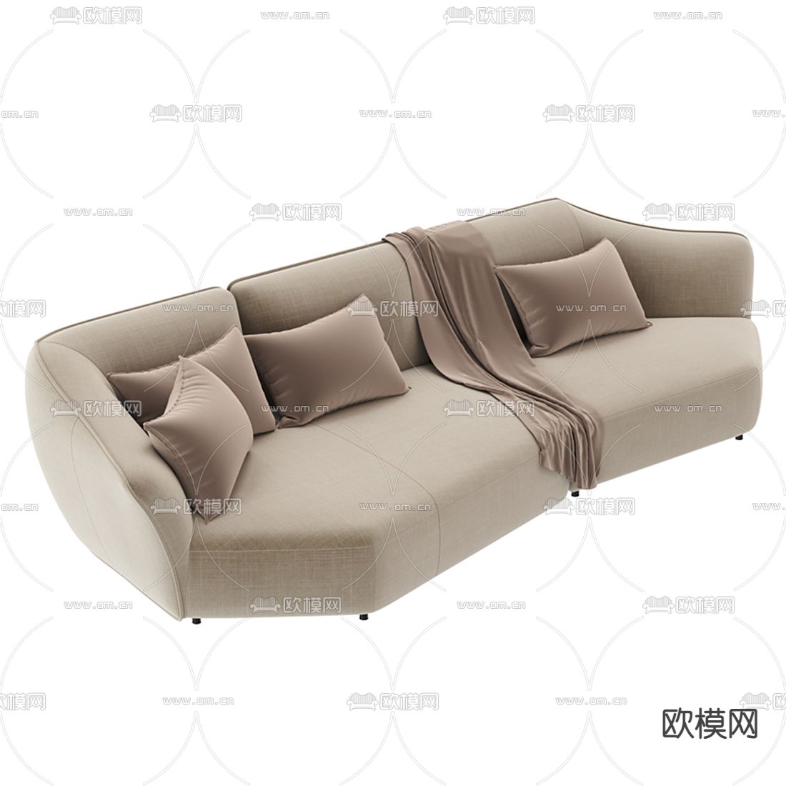 Natuzzi 现代布艺多人沙发3d模型下载（渲染图1）