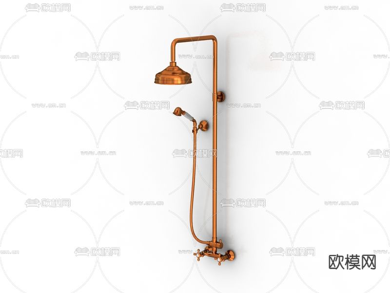 现代简约黄铜淋浴花洒免费3d模型下载