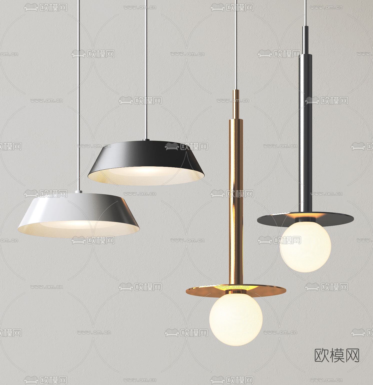 现代创意小吊灯3d模型下载（渲染图3）