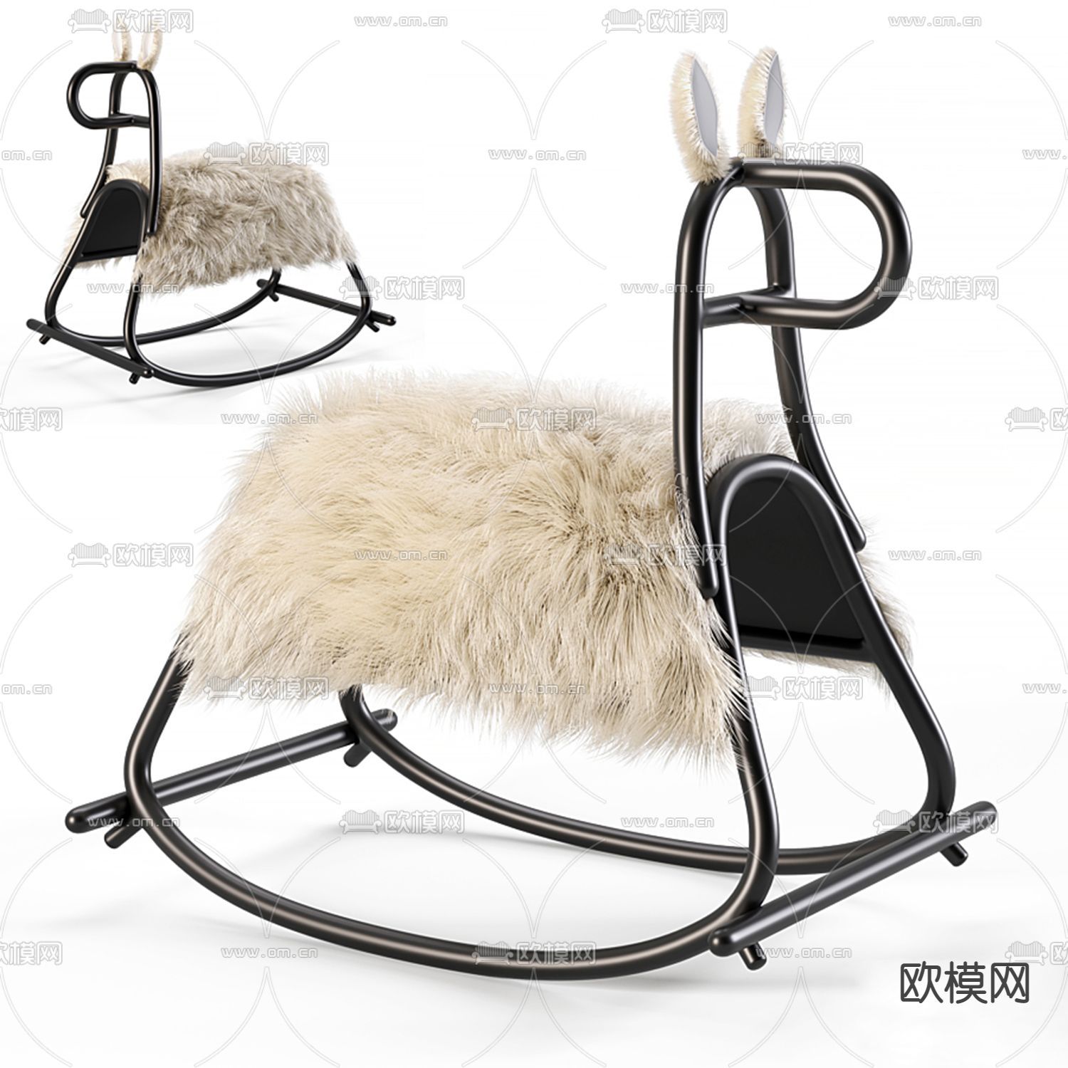 现代儿童摇摇椅3d模型下载（渲染图1）