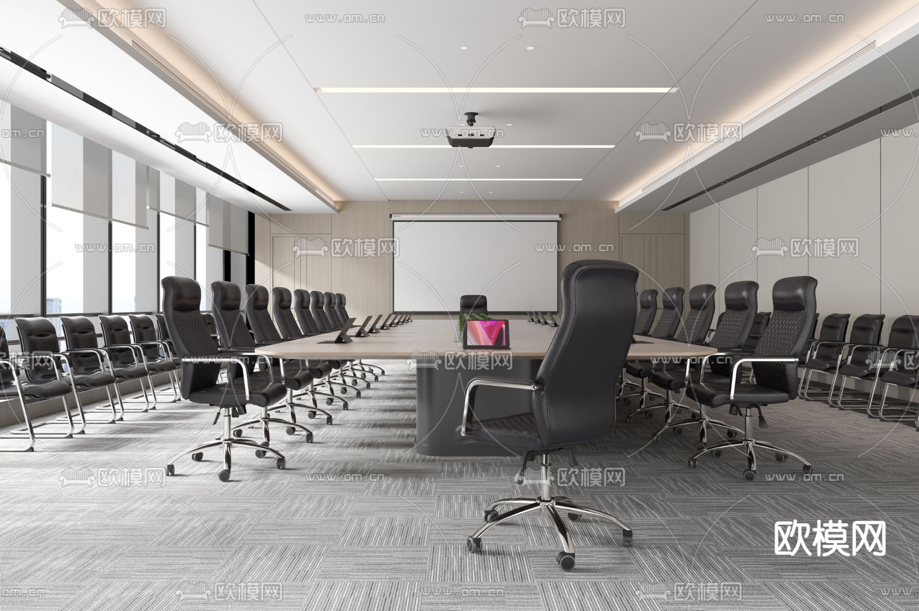 现代会议室3d模型下载（渲染图1）
