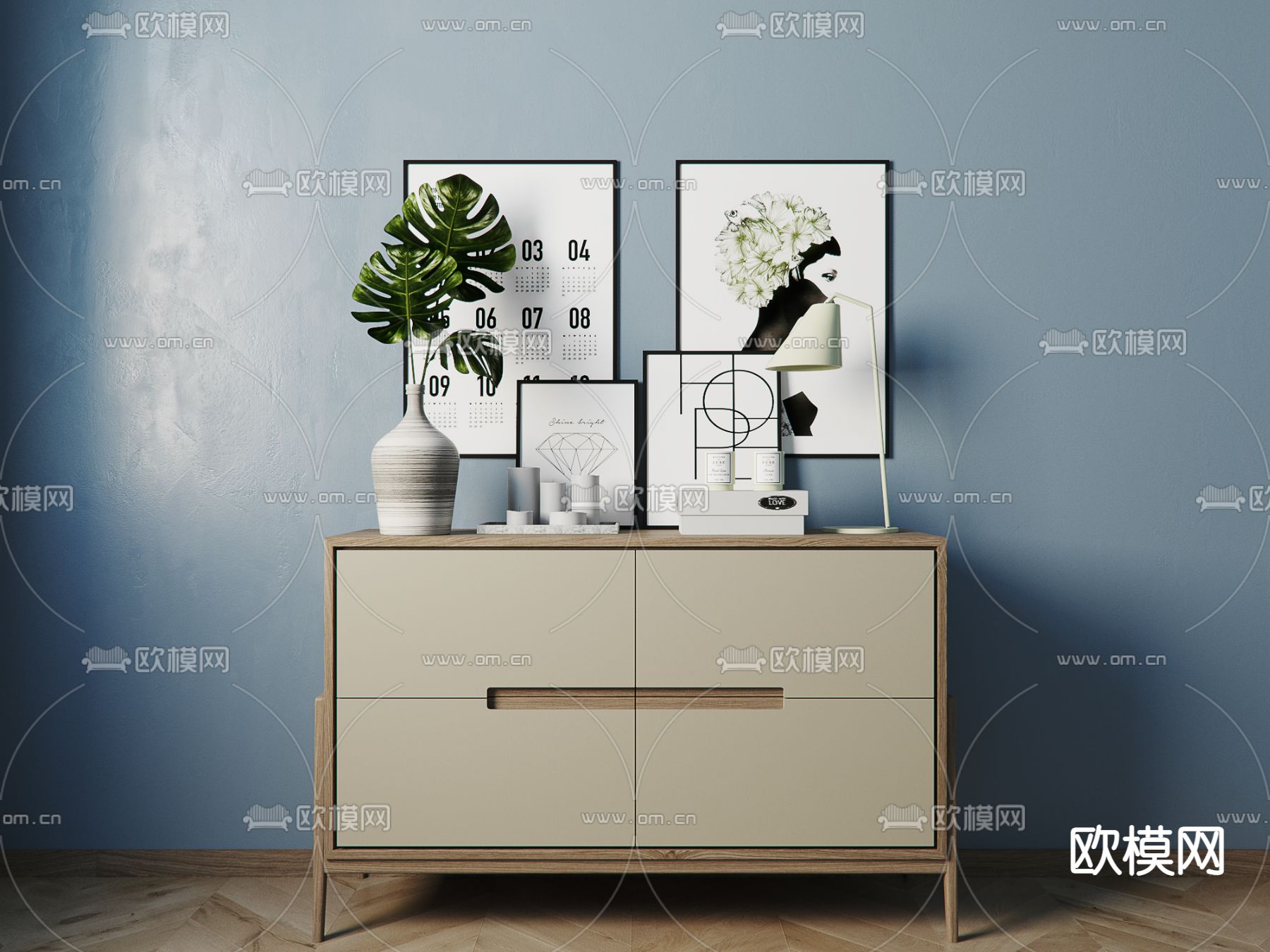 北欧玄关边柜su模型