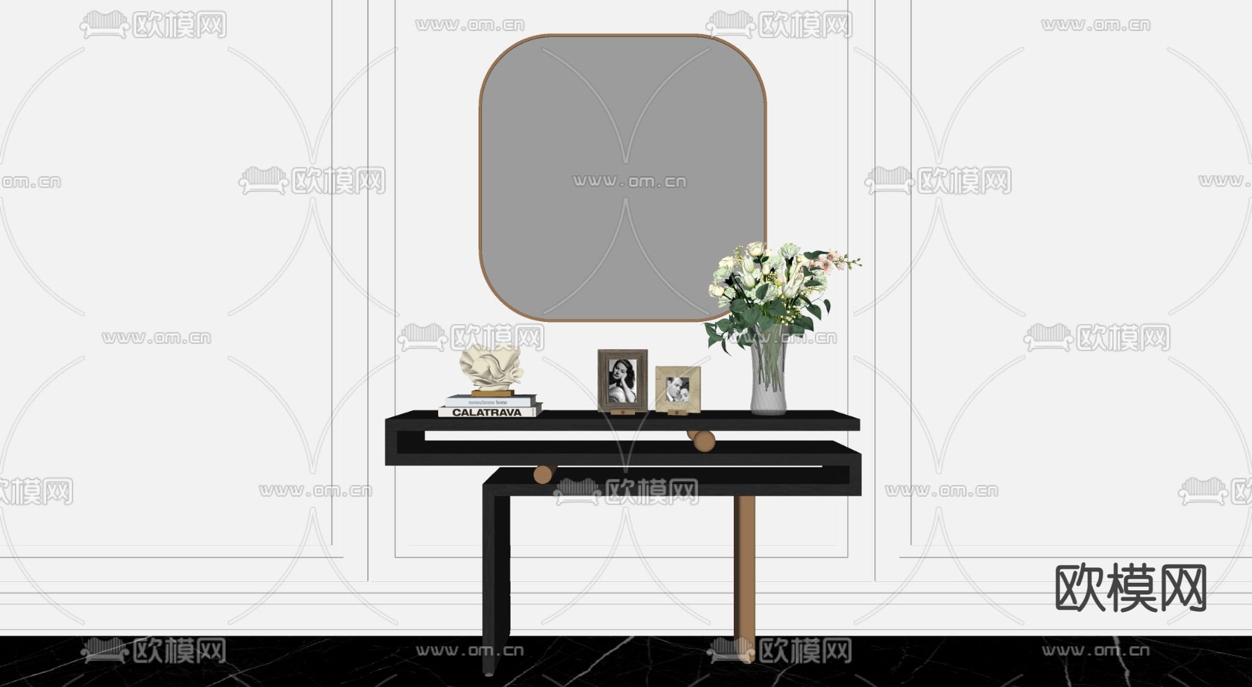 现代端景台案su模型下载（渲染图2）