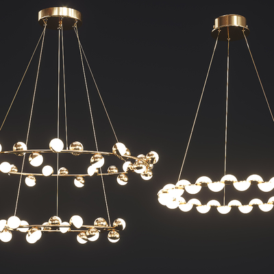 现代金属环形吊灯su模型