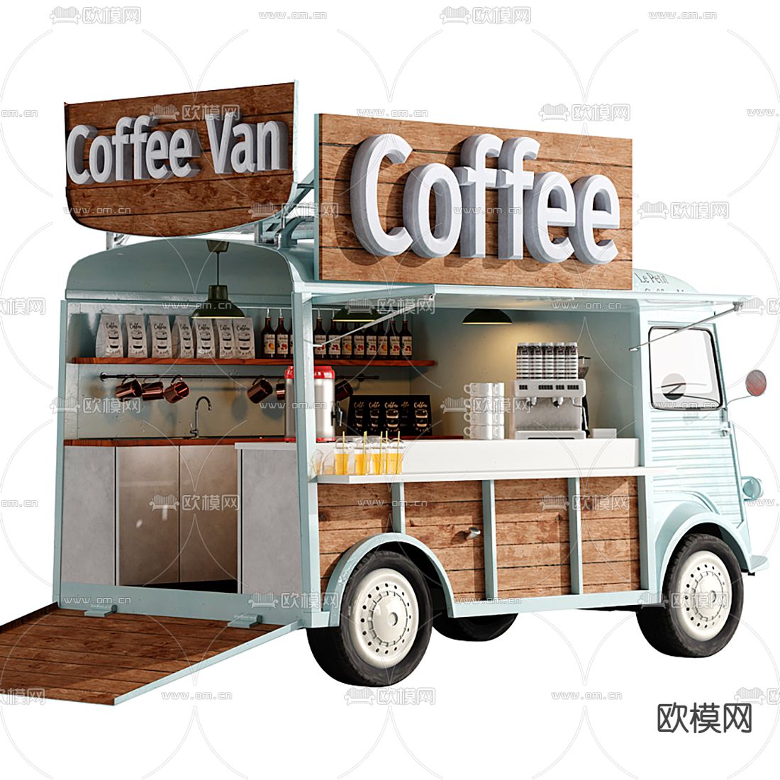 北欧移动咖啡车3d模型下载（渲染图3）