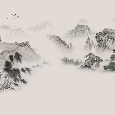  山水壁画 