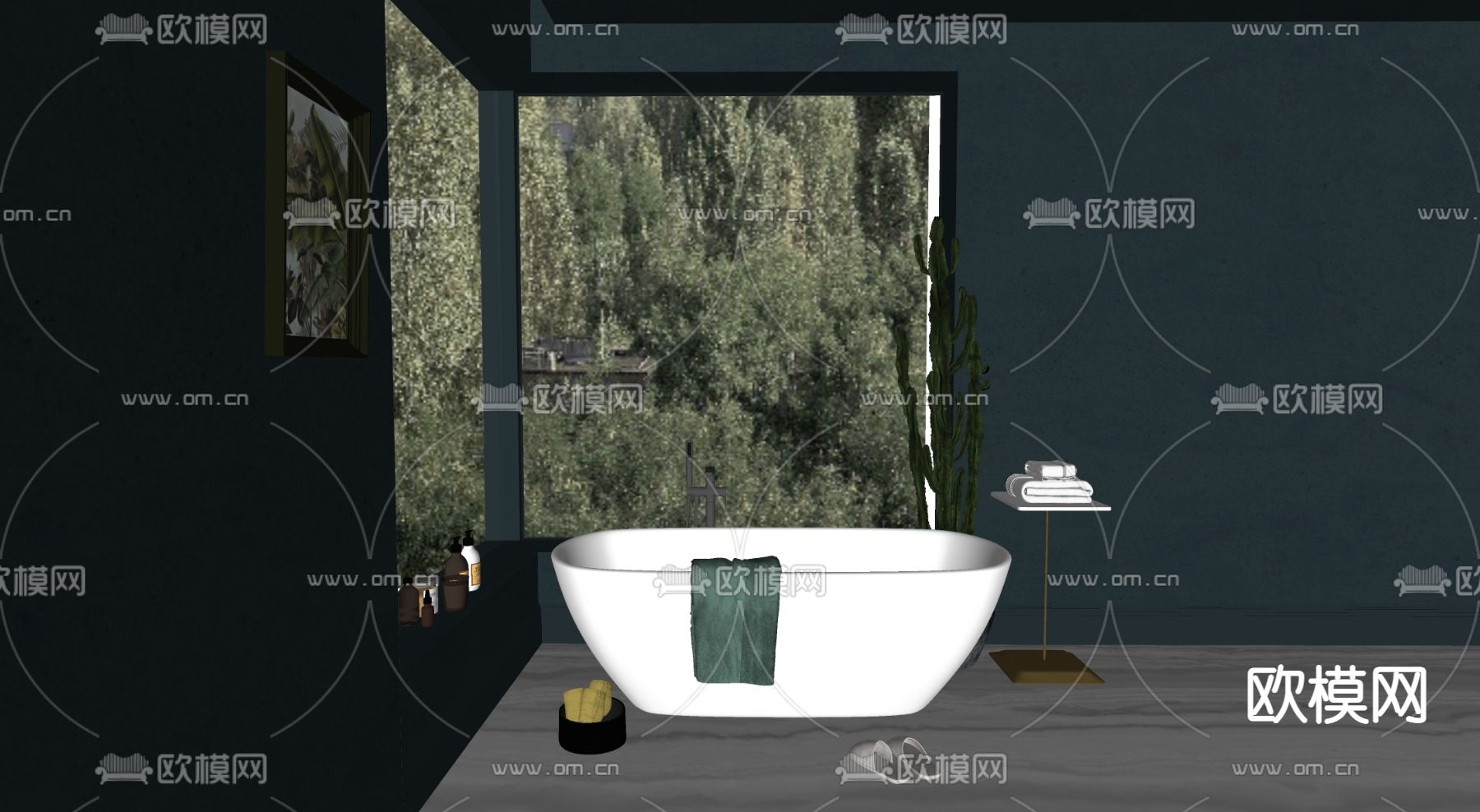 东南亚浴室su模型下载（渲染图2）
