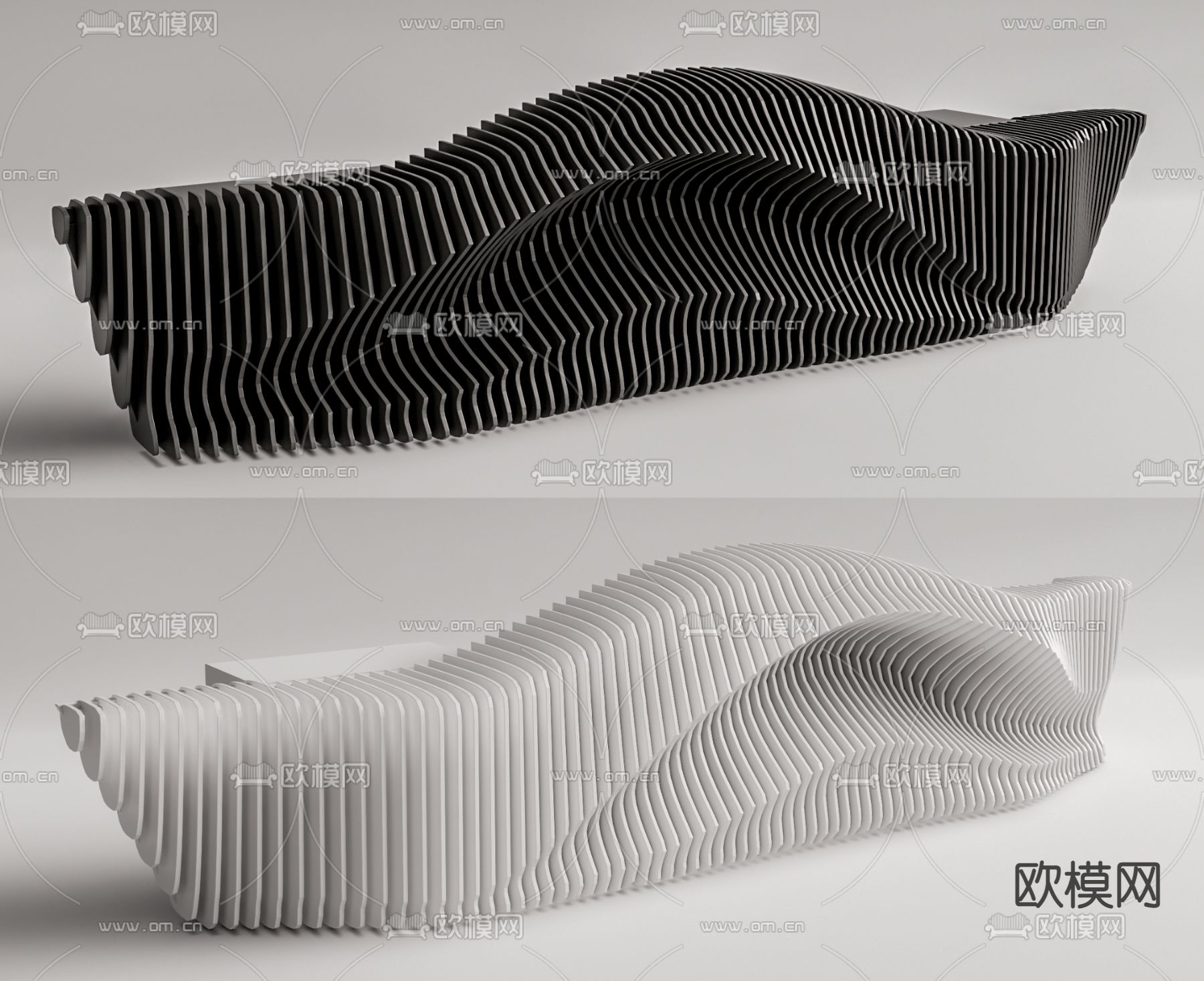 现代异型接待台su模型下载（渲染图1）
