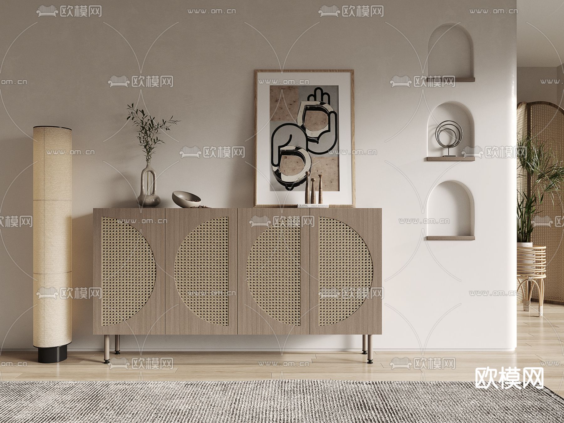 侘寂玄关边柜su模型