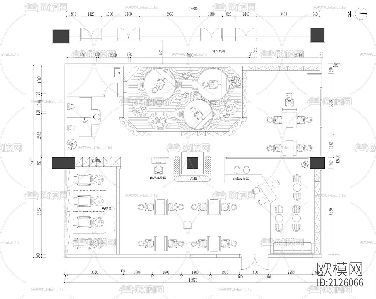 美容店cad平面图下载（渲染图10）