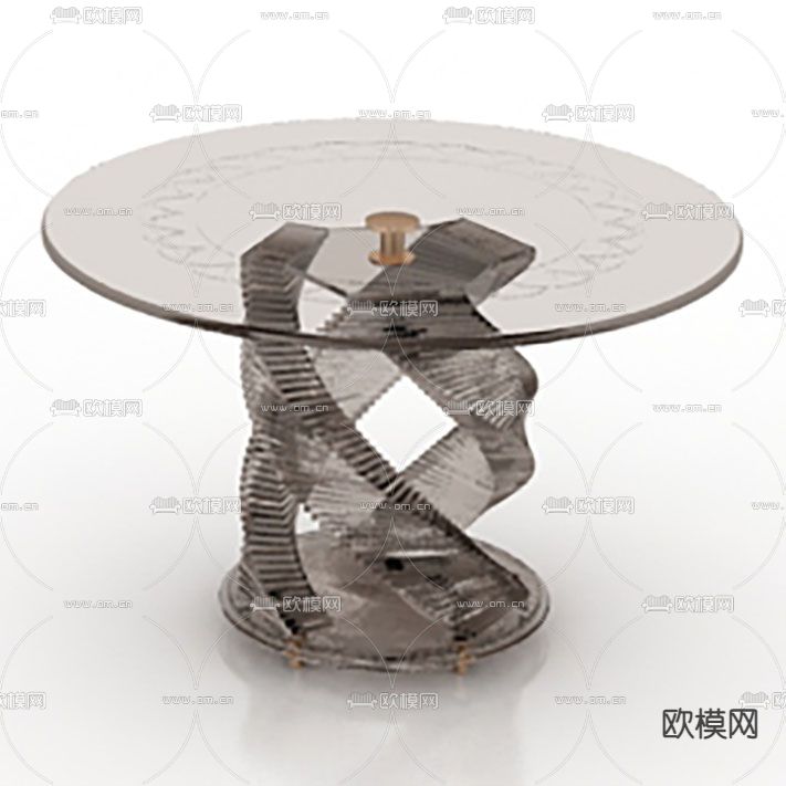 现代轻奢水晶雕花休闲桌免费3d模型下载