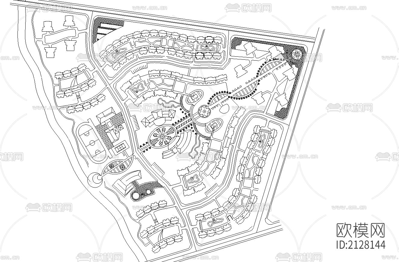某小区cad施工图下载（渲染图1）