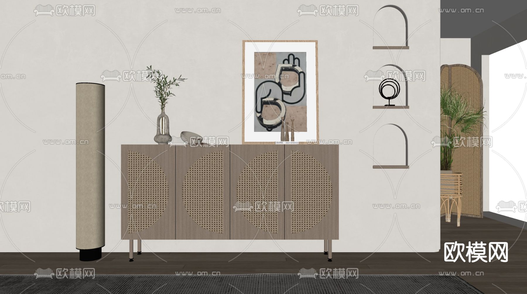 侘寂玄关边柜su模型