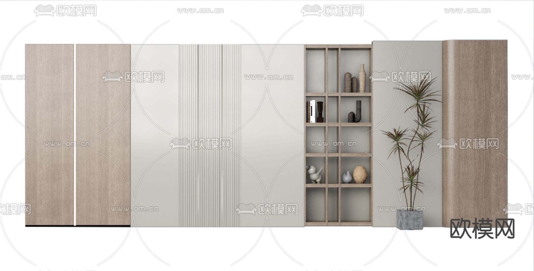 侘寂沙发背景墙su模型下载（渲染图1）