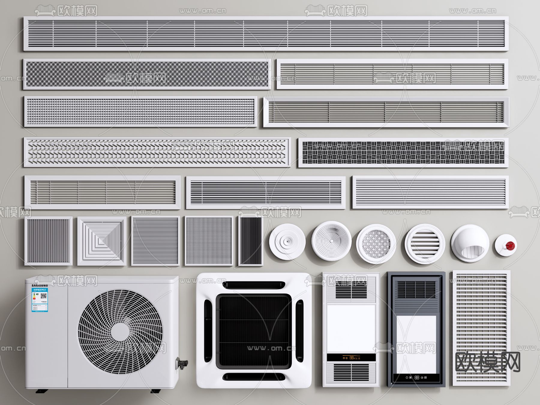 现代空调出风口浴霸灯3d模型下载
