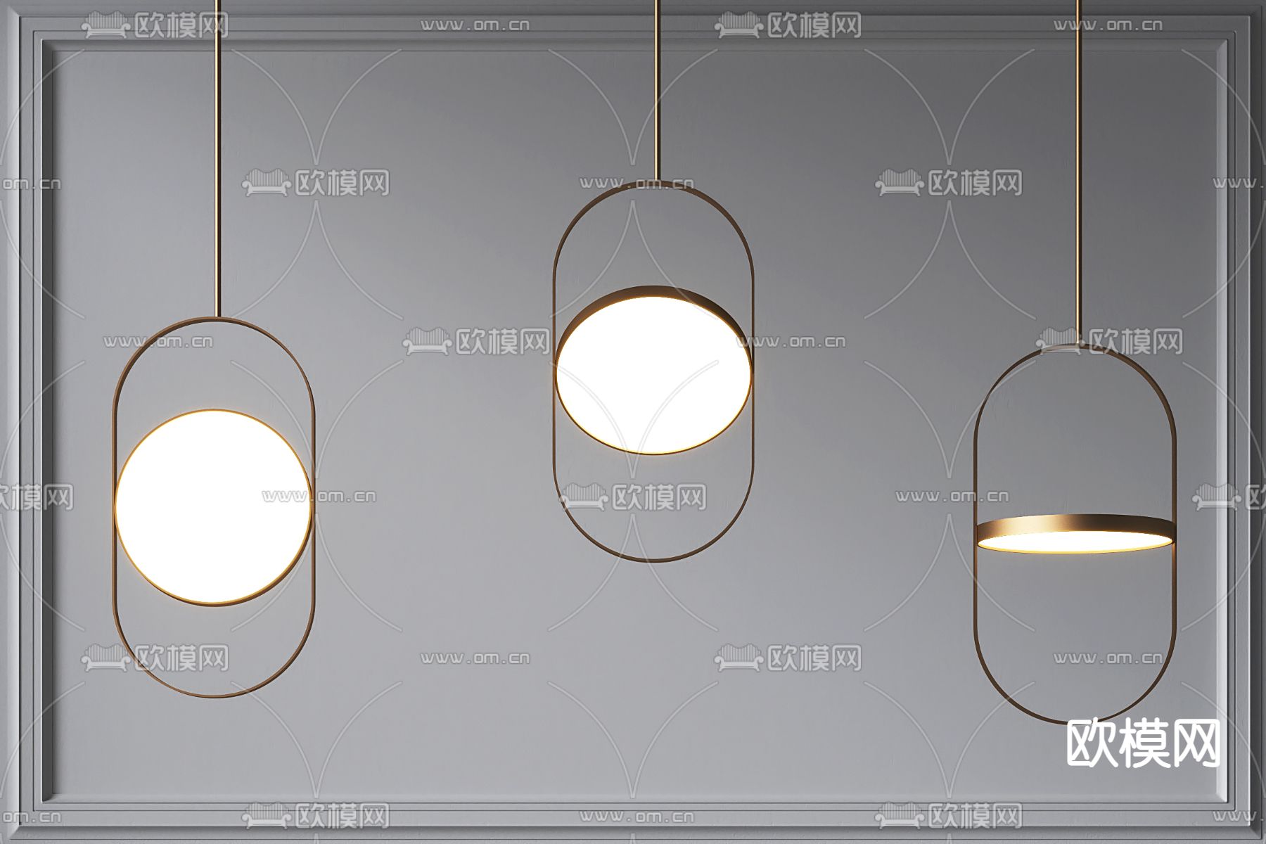 现代金属玻璃吊灯3d模型下载