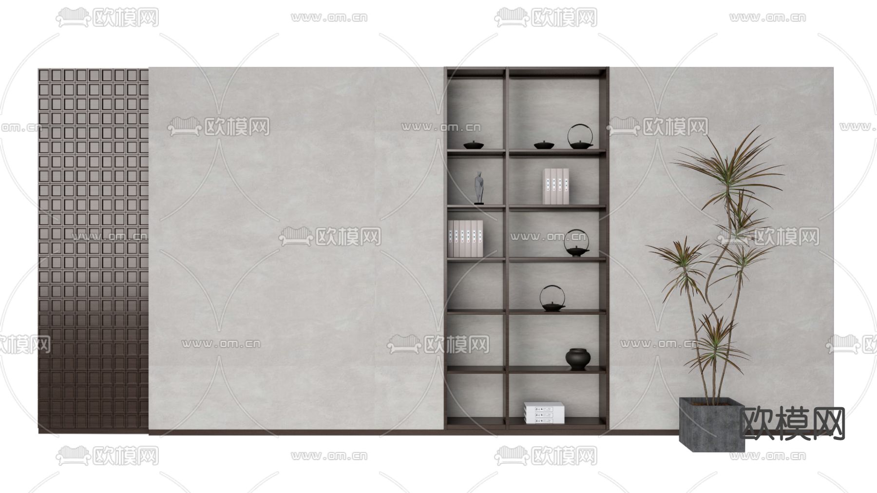 侘寂沙发背景墙su模型下载（渲染图1）
