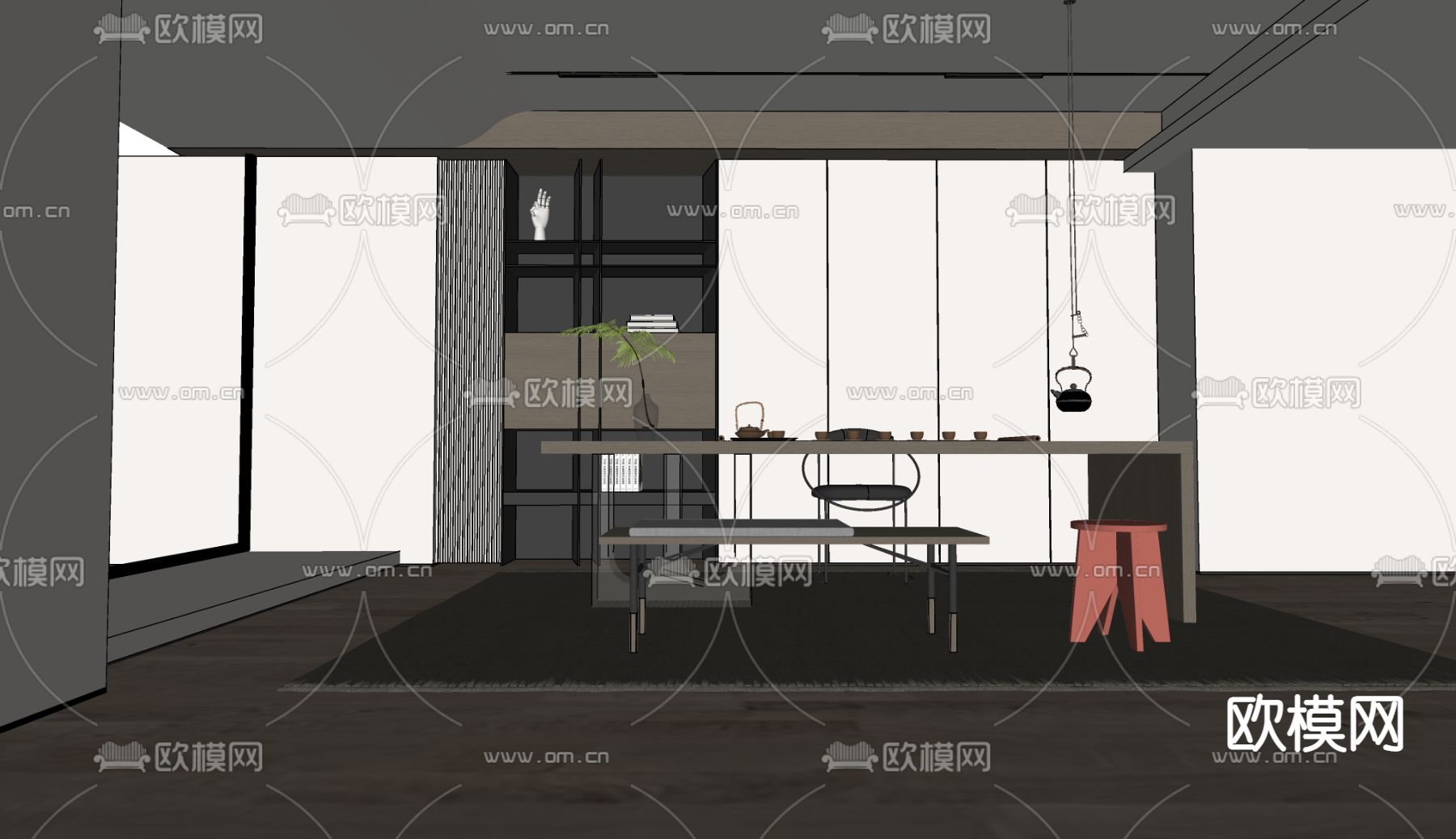 现代茶桌椅su模型