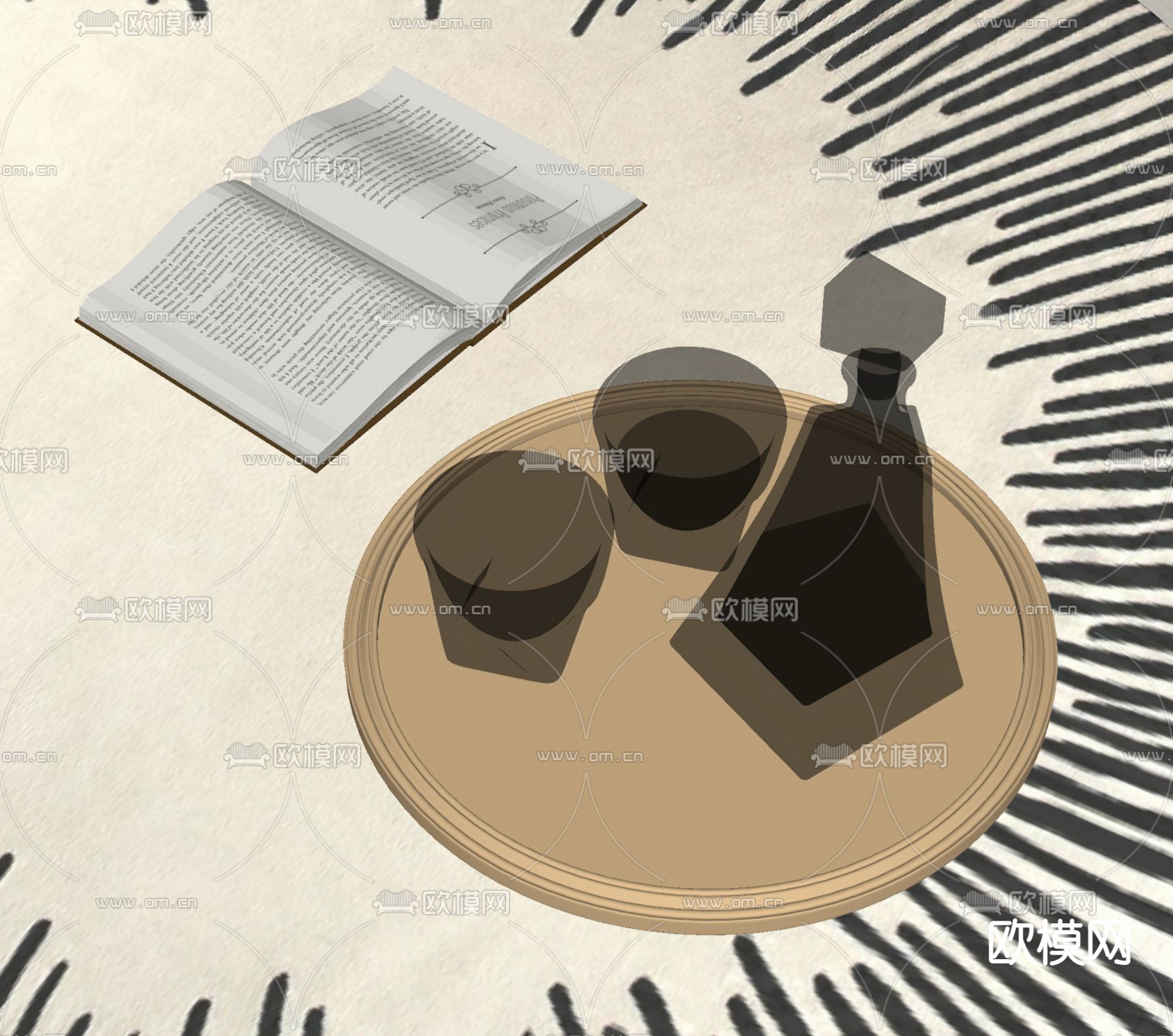 现代酒水酒杯su模型下载（渲染图2）