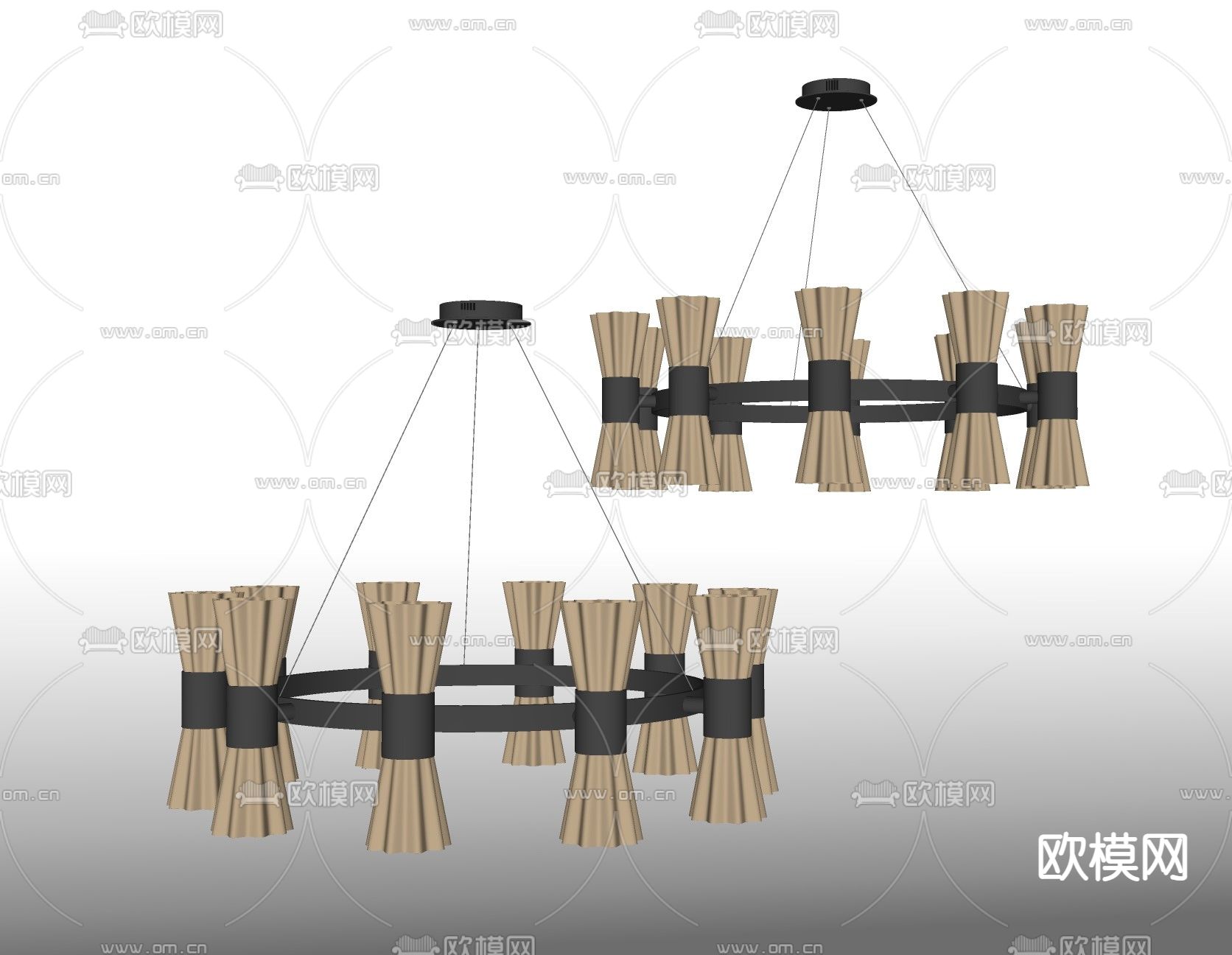 现代轻奢吊灯su模型下载（渲染图2）