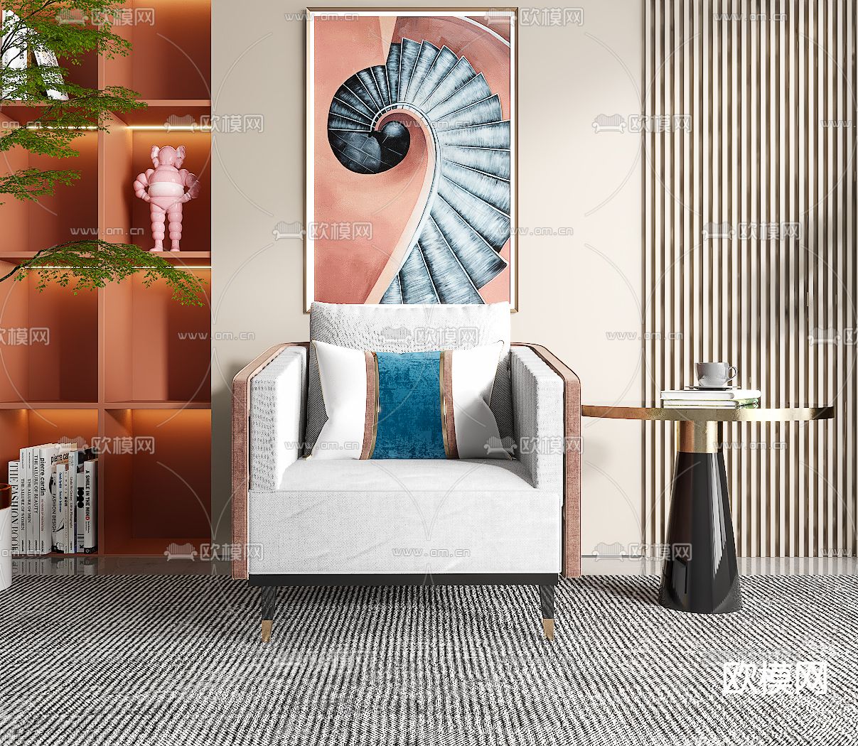 现代单人沙发3d模型下载