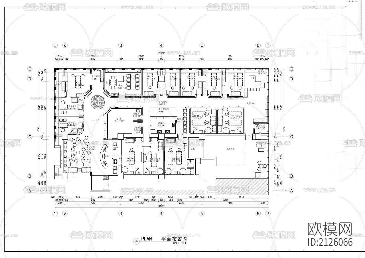美容店cad平面图下载（渲染图5）