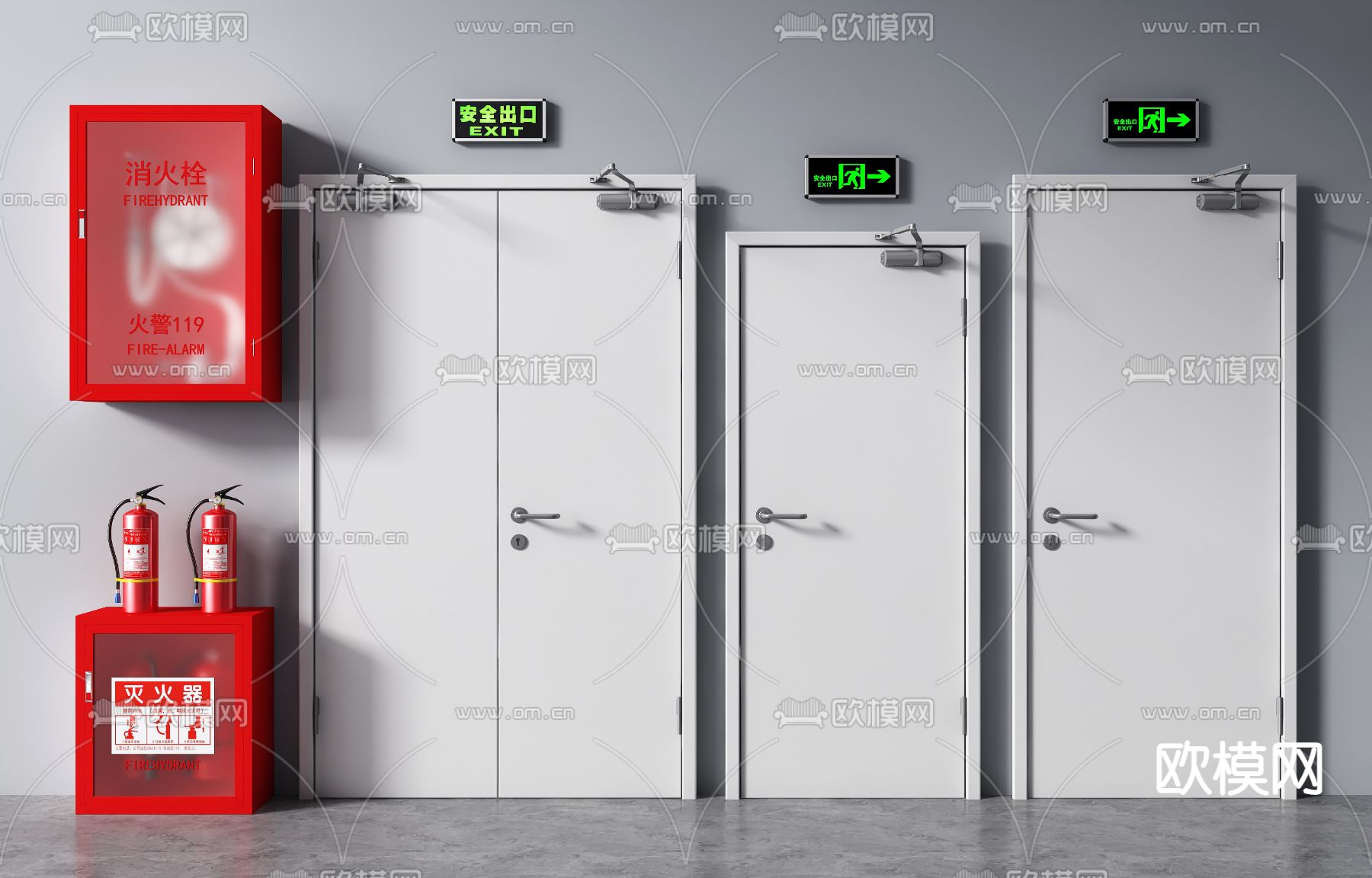 现代消防门消防栓su模型下载