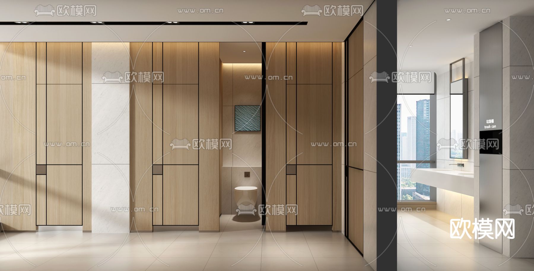 现代公共卫生间3d模型