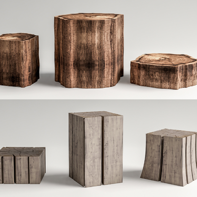 现代原木角几su模型