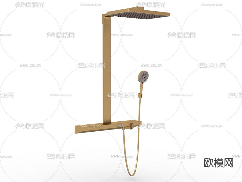 现代轻奢金属淋雨花洒免费3d模型下载