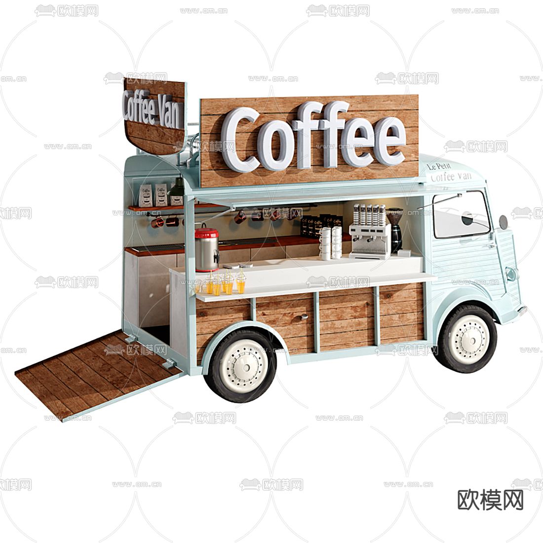 北欧移动咖啡车3d模型下载（渲染图1）
