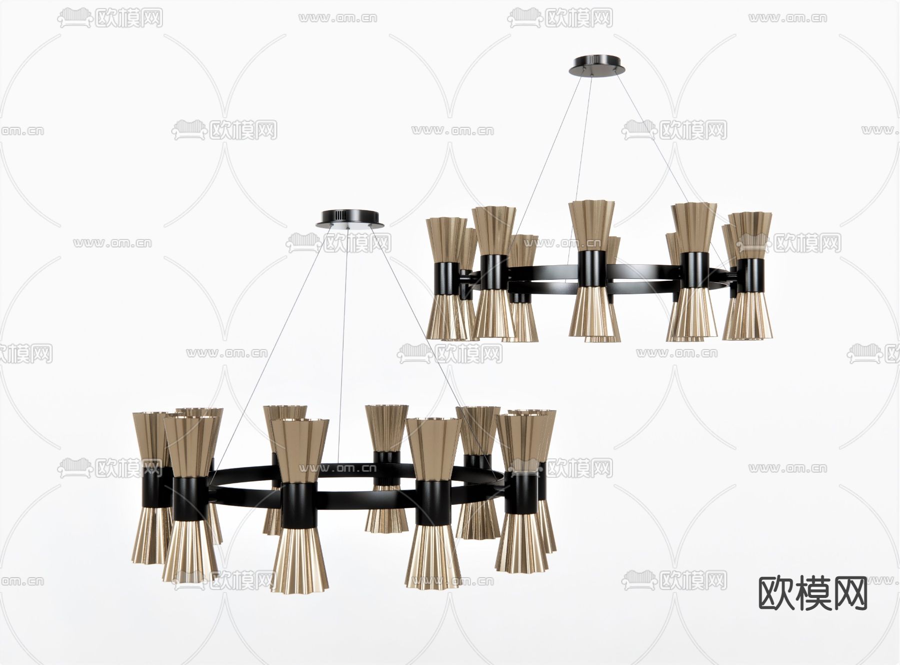 现代轻奢吊灯su模型下载（渲染图1）