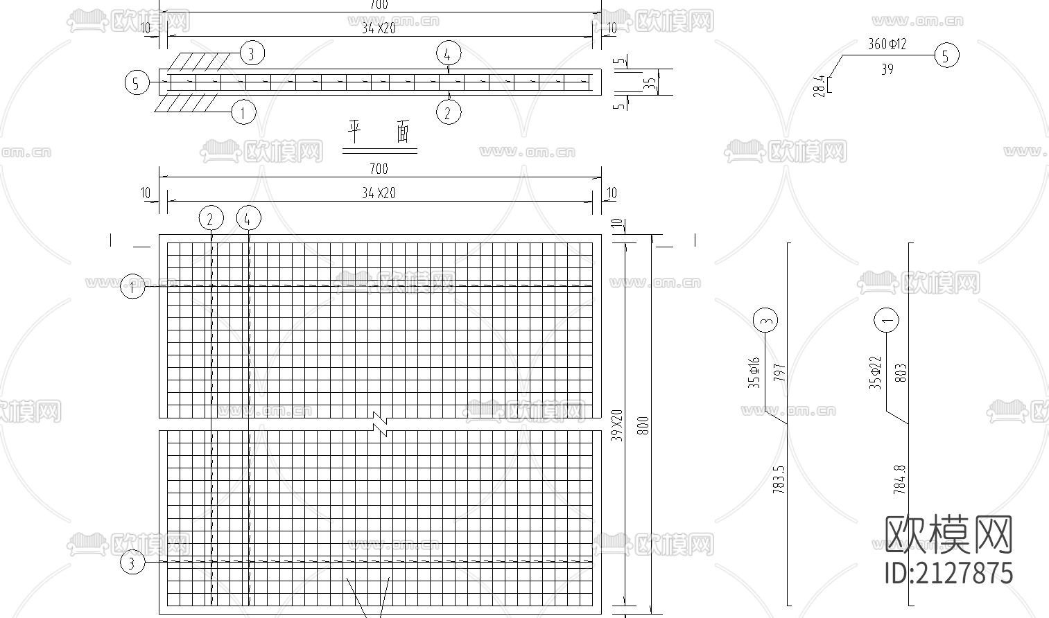 桥头搭板钢筋构造节点大样下载（渲染图2）