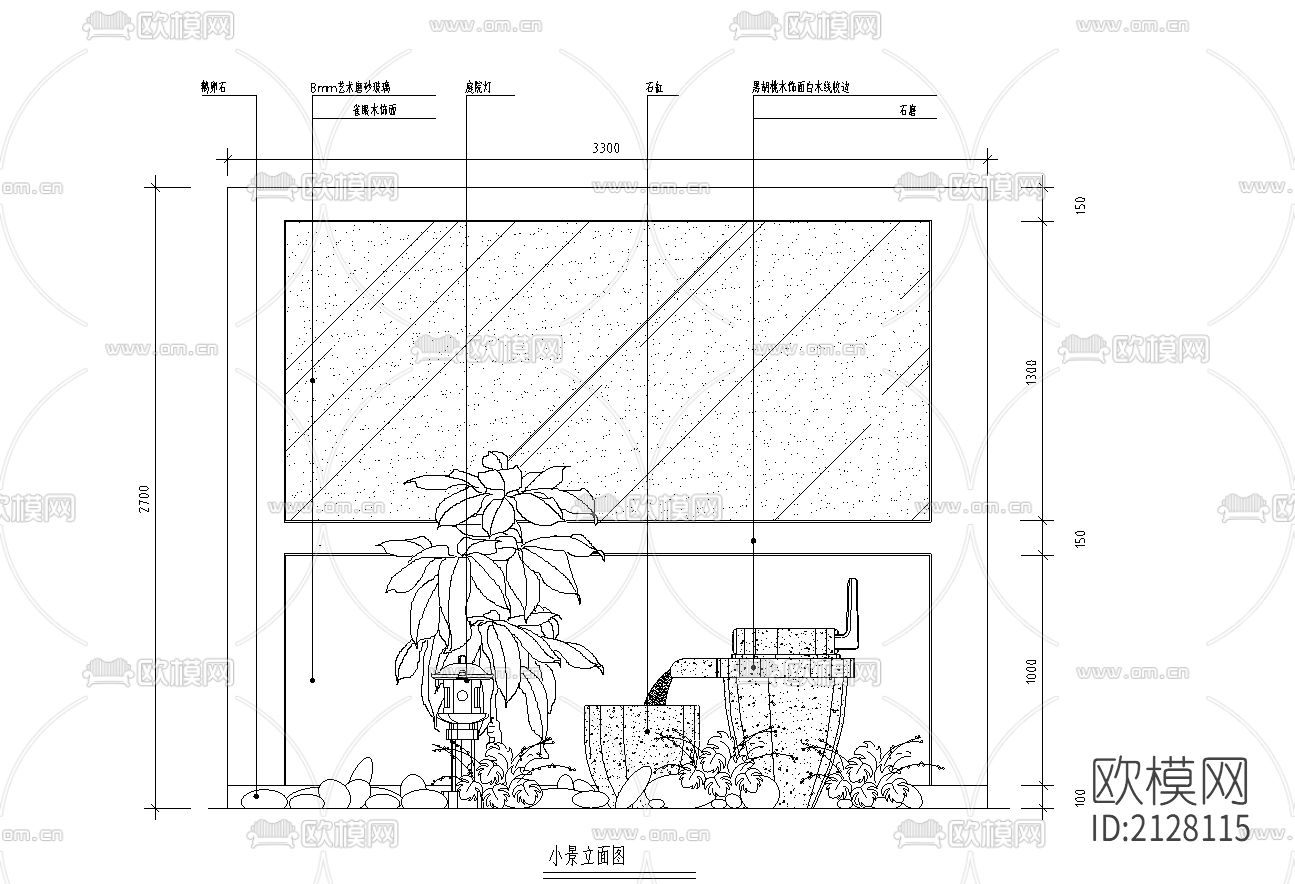 室内小造景cad图库下载（渲染图1）