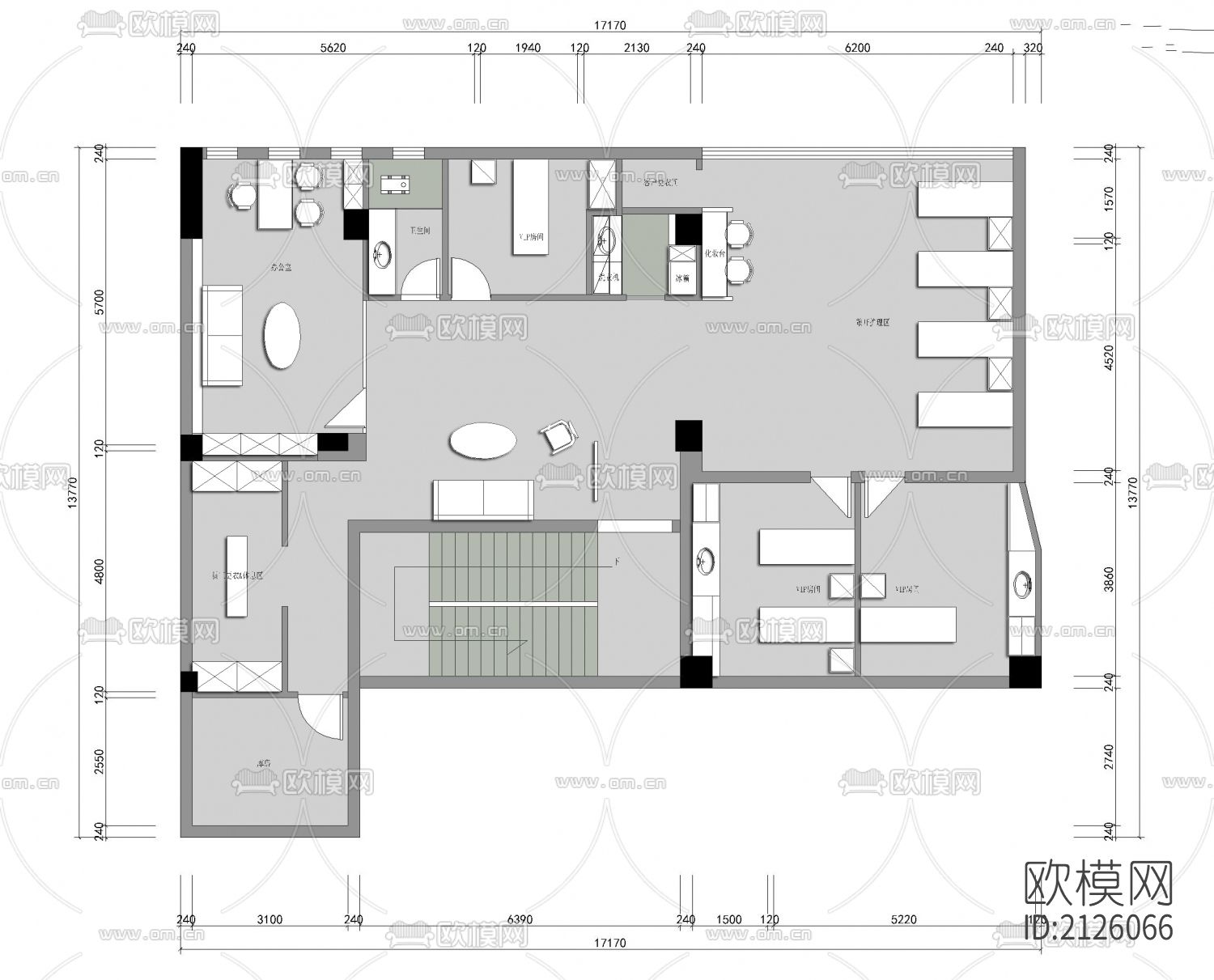 美容店cad平面图下载（渲染图8）