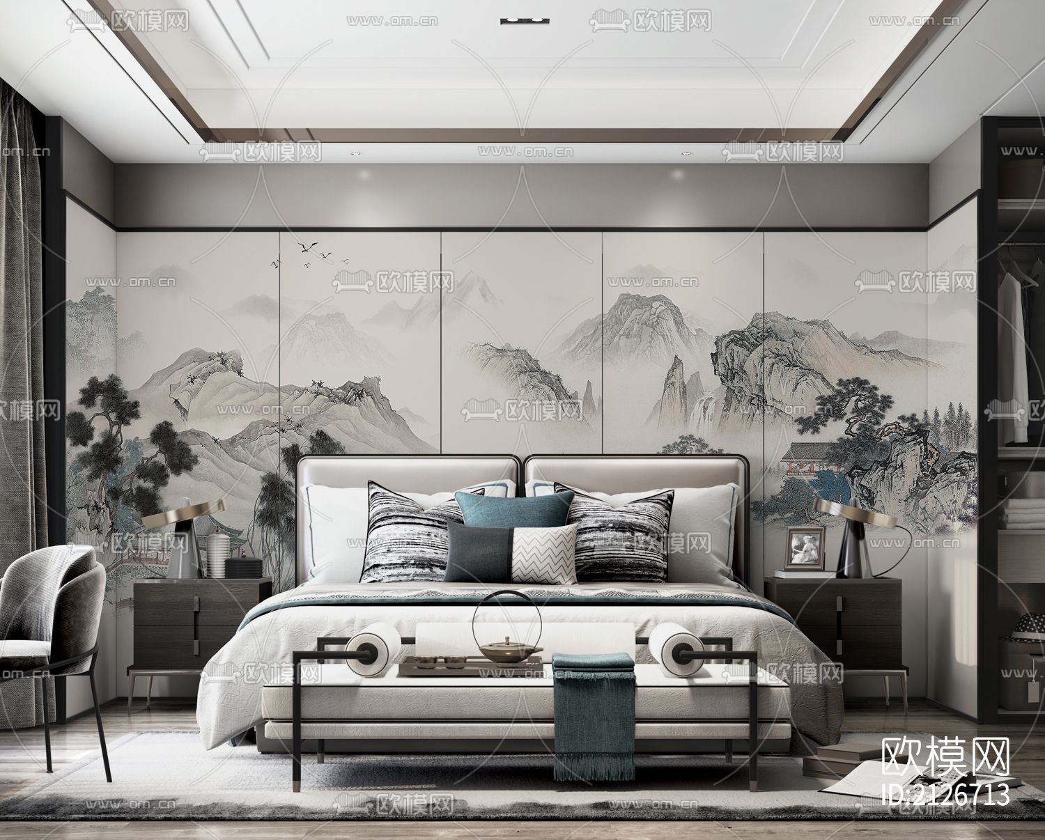 山水壁画下载（渲染图4）