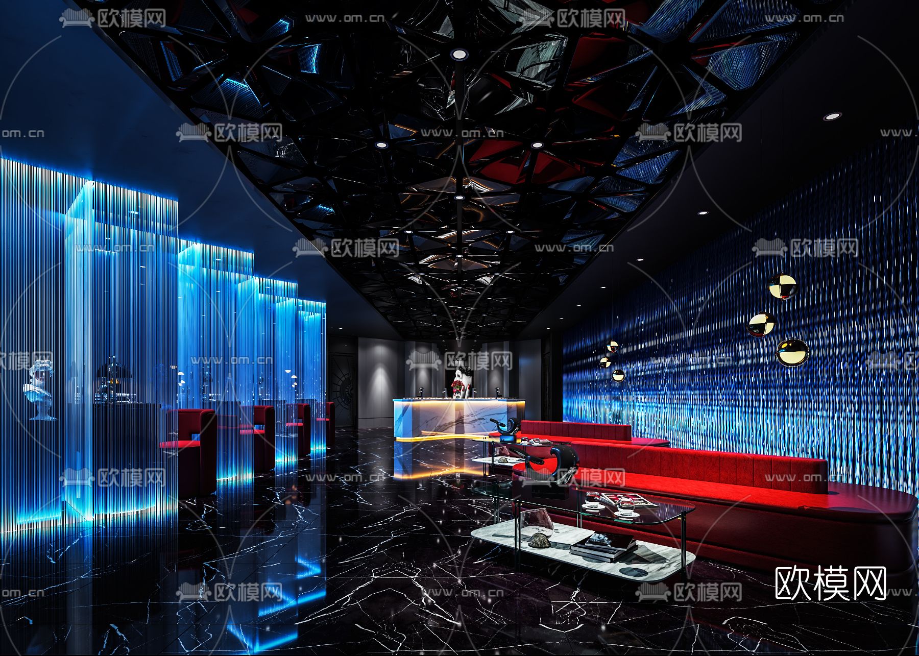 现代KTV大厅前台3d模型下载