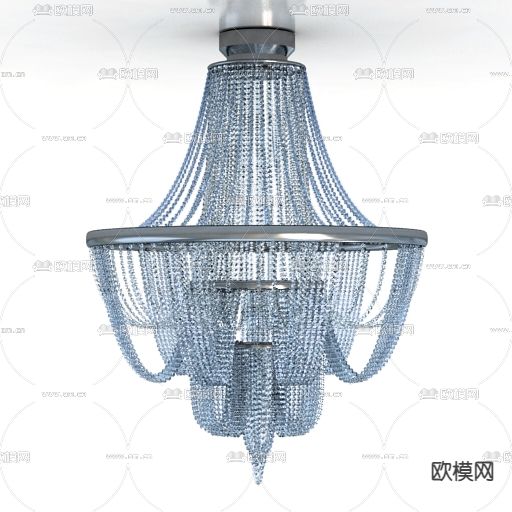 现代轻奢金属水晶艺术吊灯免费3d模型下载