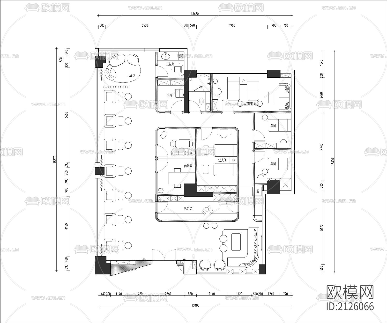 美容店cad平面图下载（渲染图9）