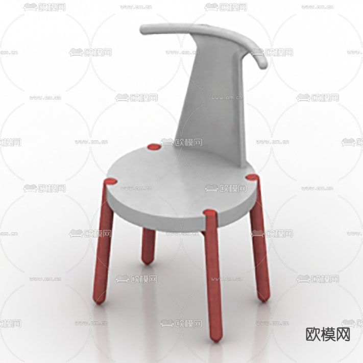 现代简约塑料儿童桌椅免费3d模型下载