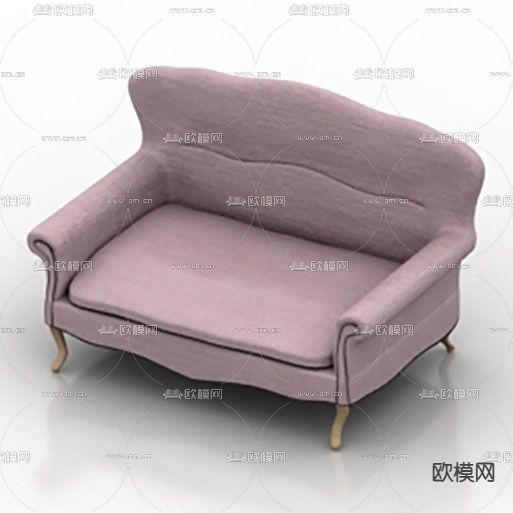 简欧布艺实木休闲沙发免费3d模型下载