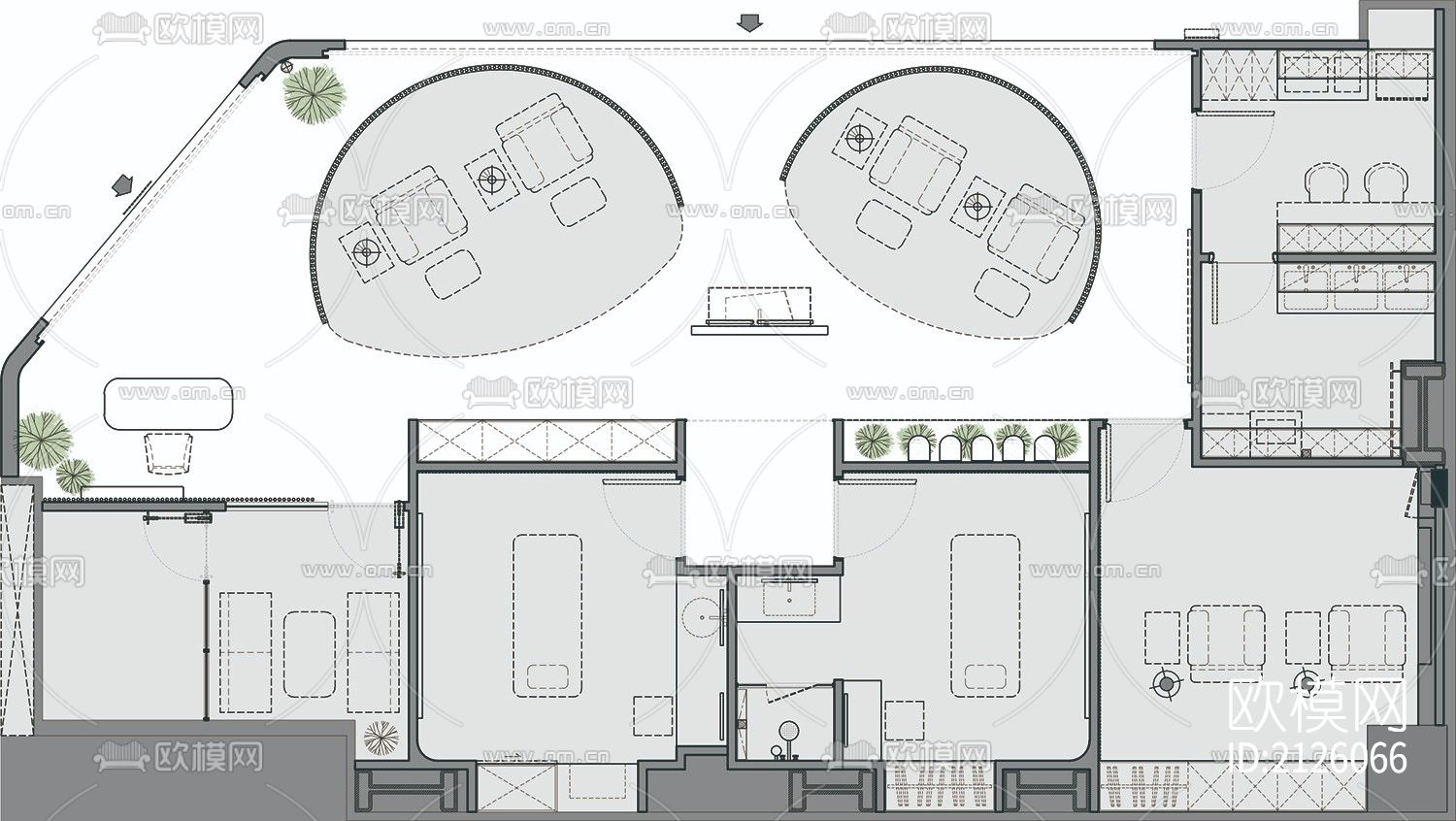 美容店cad平面图下载（渲染图3）