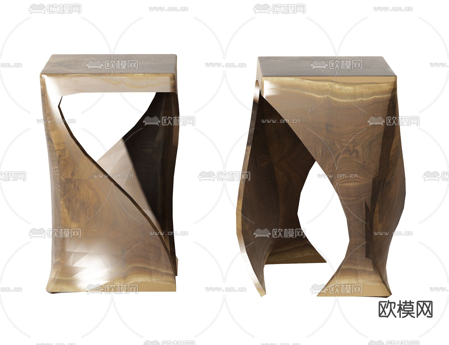 新中式实木凳子3d模型下载