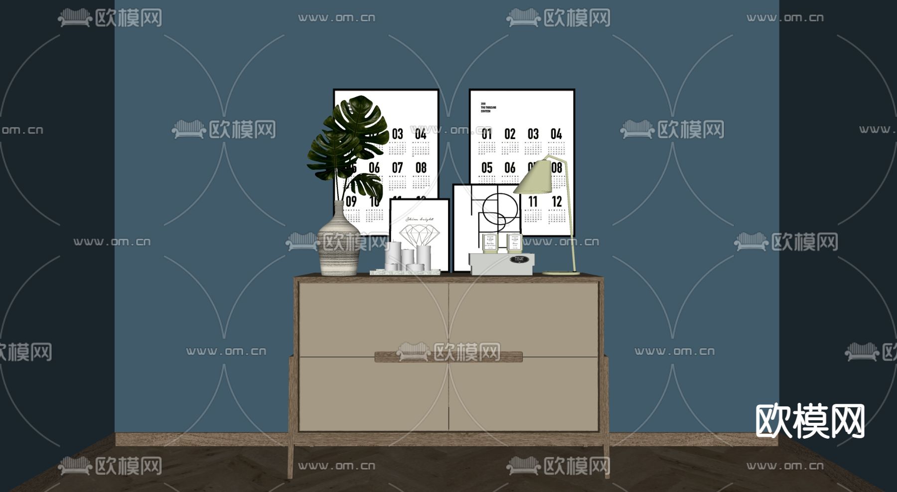 北欧玄关边柜su模型